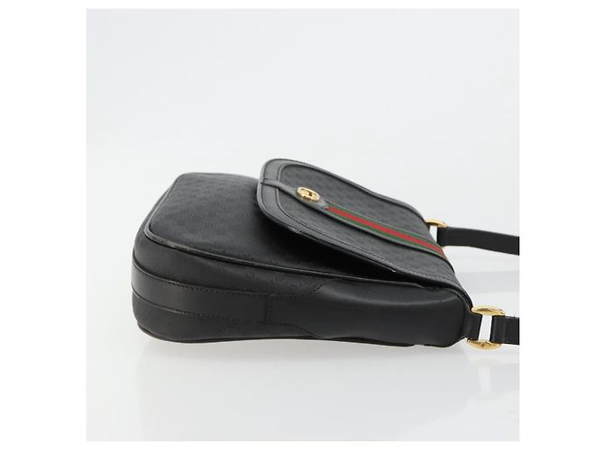 Borsa GUCCI Micro GG Supreme Web Sherry Line in PVC Nero 001 115 0914 Auth 182409 D'oro - vista 4