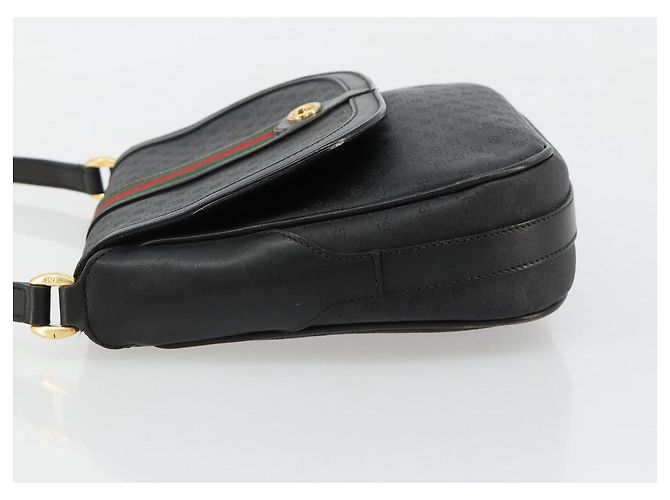 Borsa GUCCI Micro GG Supreme Web Sherry Line in PVC Nero 001 115 0914 Auth 182409 D'oro - vista 5