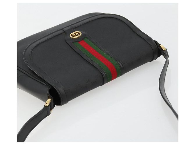Borsa GUCCI Micro GG Supreme Web Sherry Line in PVC Nero 001 115 0914 Auth 182409 D'oro - vista 6