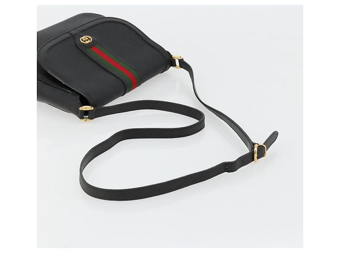 Borsa GUCCI Micro GG Supreme Web Sherry Line in PVC Nero 001 115 0914 Auth 182409 D'oro - vista 7