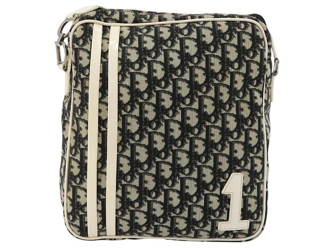 Borsa a tracolla Christian Dior Trotter Canvas PVC Nero Argento Auth 180010 - vista 2
