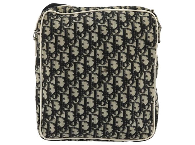Borsa a tracolla Christian Dior Trotter Canvas PVC Nero Argento Auth 180010 - vista 3