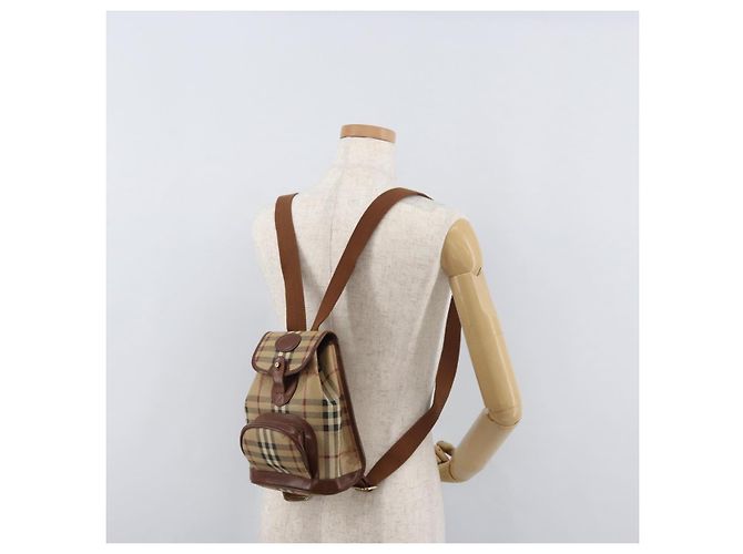 Zaino Burberrys Nova Check PVC Beige Oro Auth BA13204 D'oro - vista 26