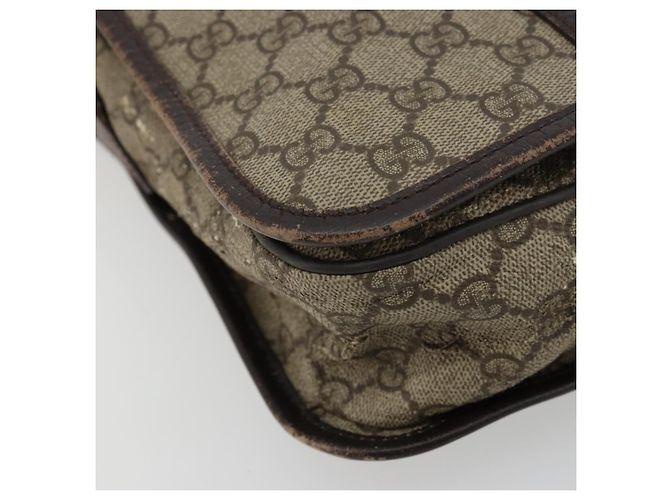 GUCCI GG Supreme Web Sherry Line Bag PVC Beige Silver 145844 Auth ti3927 Silvery - view 11