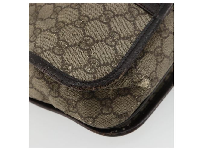 GUCCI GG Supreme Web Sherry Line Bag PVC Beige Silver 145844 Auth ti3927 Silvery - view 13