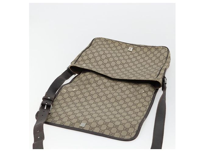 GUCCI GG Supreme Web Sherry Line Bag PVC Beige Silver 145844 Auth ti3927 Silvery - view 17