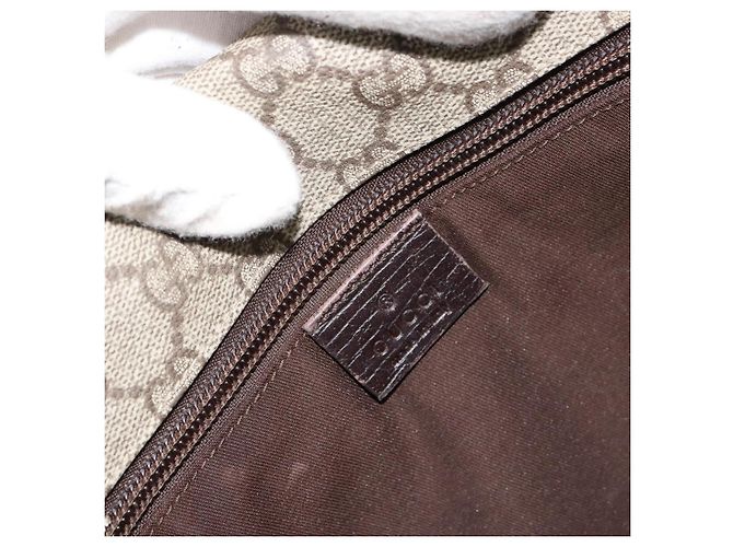 GUCCI GG Supreme Web Sherry Line Bag PVC Beige Silver 145844 Auth ti3927 Silvery - view 19