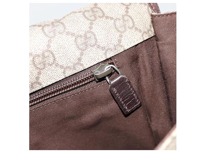 GUCCI GG Supreme Web Sherry Line Bag PVC Beige Silver 145844 Auth ti3927 Silvery - view 23
