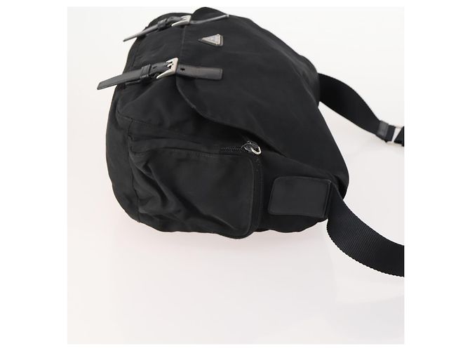 Borsa a tracolla PRADA Nylon e scamosciato 2 Set Nero Argento Auth 181335 - vista 4