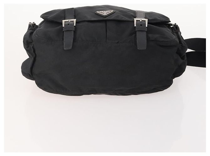 Borsa a tracolla PRADA Nylon e scamosciato 2 Set Nero Argento Auth 181335 - vista 7