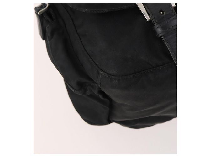 Borsa a tracolla PRADA Nylon e scamosciato 2 Set Nero Argento Auth 181335 - vista 8