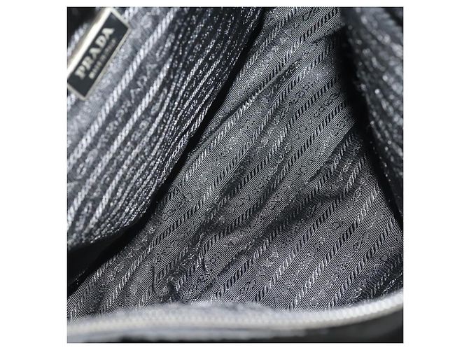 Borsa a tracolla PRADA Nylon e scamosciato 2 Set Nero Argento Auth 181335 - vista 9