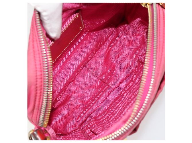 Borsa a Spalla PRADA Nylon Rosa Oro Auth 181758 D'oro - vista 10