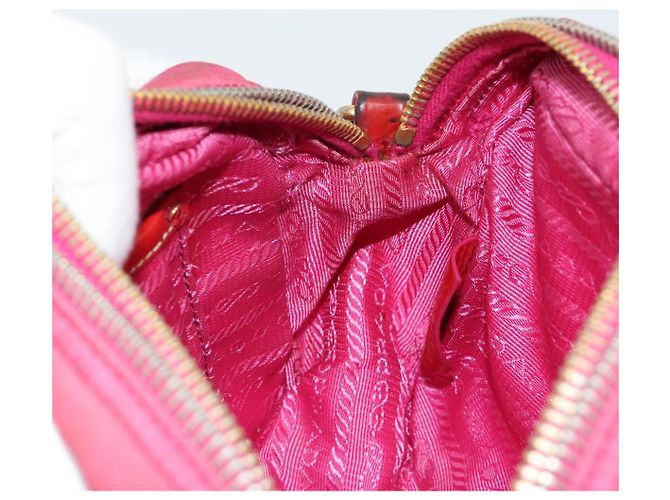 Borsa a Spalla PRADA Nylon Rosa Oro Auth 181758 D'oro - vista 21