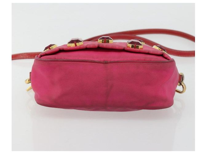 Borsa a Spalla PRADA Nylon Rosa Oro Auth 181758 D'oro - vista 5
