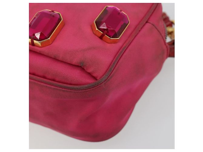 Borsa a Spalla PRADA Nylon Rosa Oro Auth 181758 D'oro - vista 8