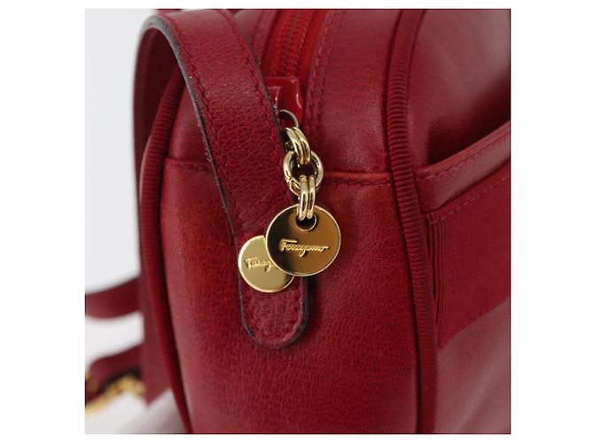 Salvatore Ferragamo Vala Schultertasche Leder Rot Gold Auth 182294 Golden - Ansicht 15