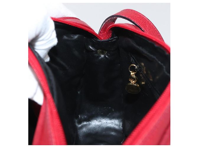 Salvatore Ferragamo Vala Schultertasche Leder Rot Gold Auth 182294 Golden - Ansicht 19