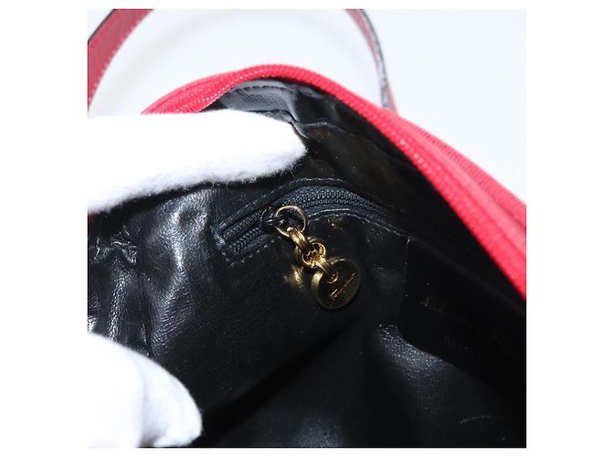 Salvatore Ferragamo Vala Schultertasche Leder Rot Gold Auth 182294 Golden - Ansicht 21