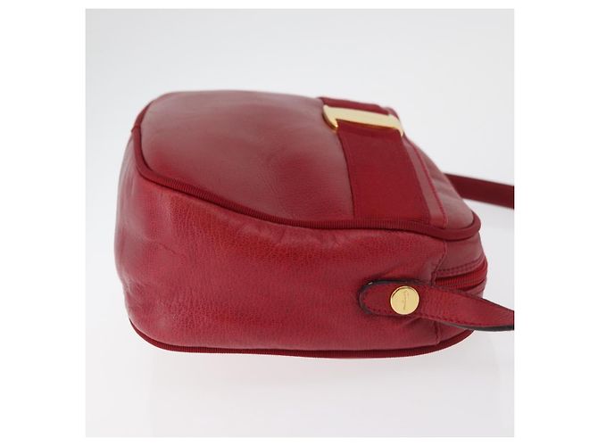 Salvatore Ferragamo Vala Schultertasche Leder Rot Gold Auth 182294 Golden - Ansicht 4
