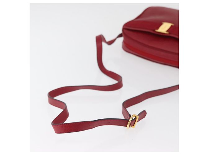 Salvatore Ferragamo Vala Schultertasche Leder Rot Gold Auth 182294 Golden - Ansicht 7