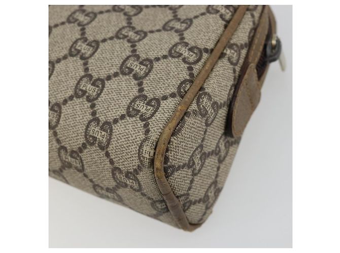 Borsa a Spalla GUCCI GG Plus Supreme PVC Beige Oro Auth 182399 D'oro - vista 12