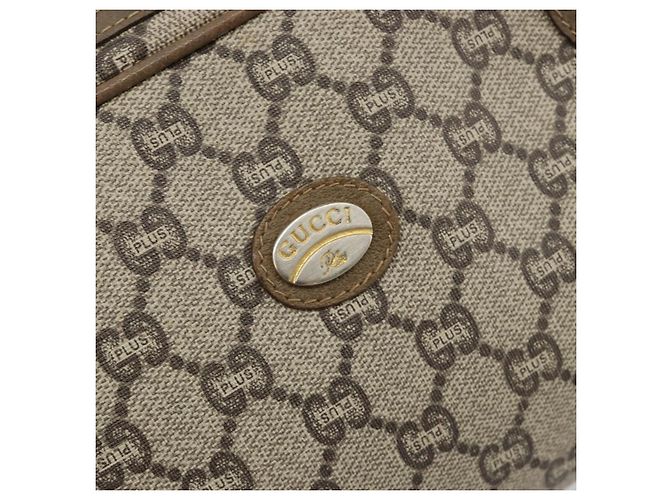 Borsa a Spalla GUCCI GG Plus Supreme PVC Beige Oro Auth 182399 D'oro - vista 14