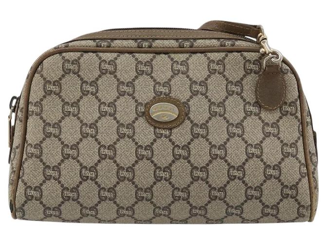 Borsa a Spalla GUCCI GG Plus Supreme PVC Beige Oro Auth 182399 D'oro - vista 2