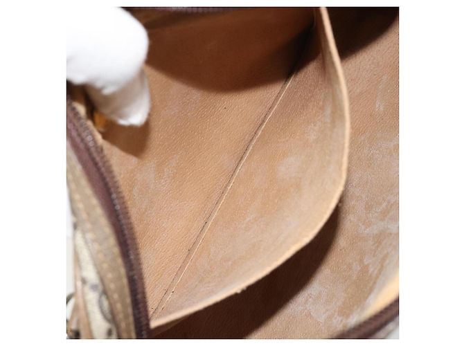 Borsa a Spalla GUCCI GG Plus Supreme PVC Beige Oro Auth 182399 D'oro - vista 20