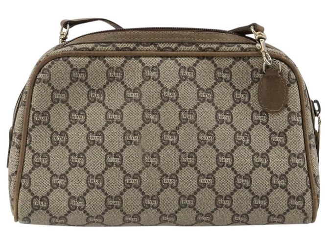 Borsa a Spalla GUCCI GG Plus Supreme PVC Beige Oro Auth 182399 D'oro - vista 3