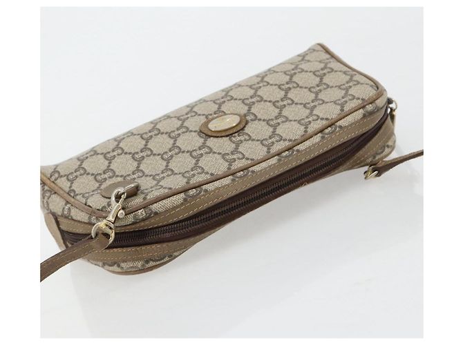 Borsa a Spalla GUCCI GG Plus Supreme PVC Beige Oro Auth 182399 D'oro - vista 6