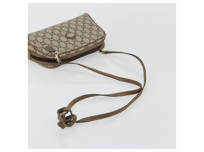 Borsa a Spalla GUCCI GG Plus Supreme PVC Beige Oro Auth 182399 D'oro - vista 7