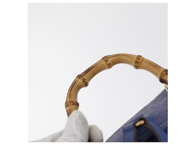 GUCCI Bamboo Backpack Suede Blue 003 8030 3444 Auth ki6661A - view 10