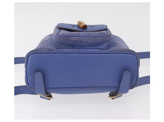 GUCCI Bamboo Backpack Suede Blue 003 8030 3444 Auth ki6661A - view 13