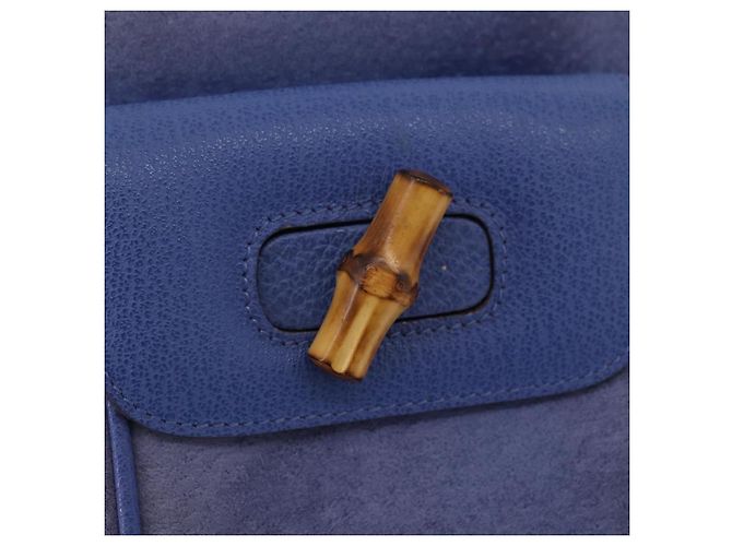 GUCCI Bamboo Backpack Suede Blue 003 8030 3444 Auth ki6661A - view 18