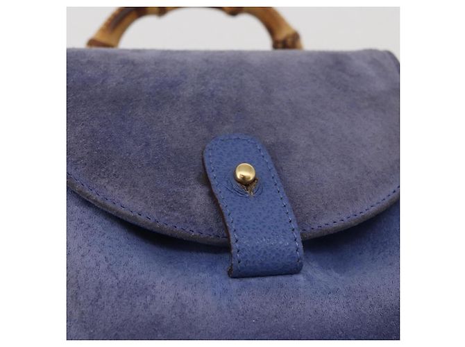 GUCCI Bamboo Backpack Suede Blue 003 8030 3444 Auth ki6661A - view 19