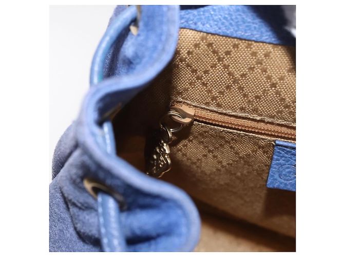 GUCCI Bamboo Backpack Suede Blue 003 8030 3444 Auth ki6661A - view 25