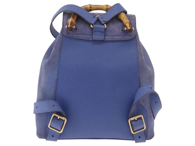 GUCCI Bamboo Backpack Suede Blue 003 8030 3444 Auth ki6661A - view 3