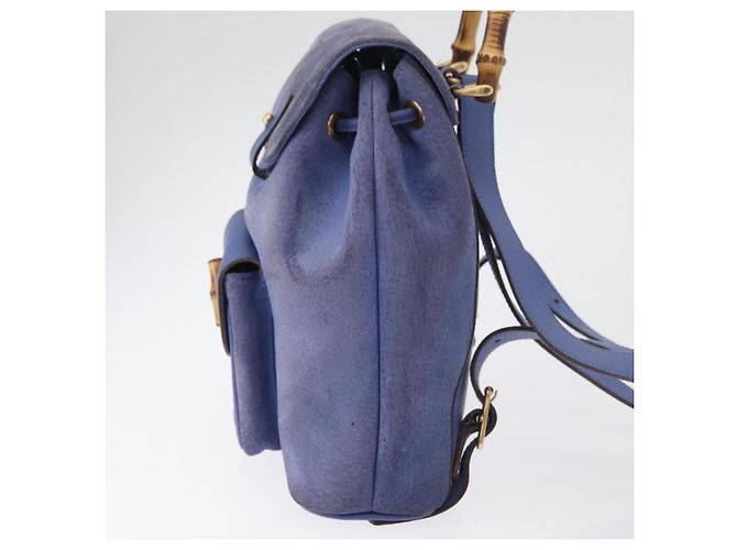 GUCCI Bamboo Backpack Suede Blue 003 8030 3444 Auth ki6661A - view 4