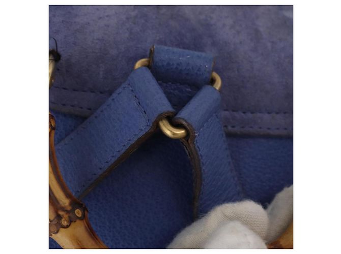 GUCCI Bamboo Backpack Suede Blue 003 8030 3444 Auth ki6661A - view 7