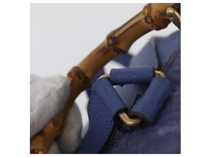 GUCCI Bamboo Backpack Suede Blue 003 8030 3444 Auth ki6661A - view 8