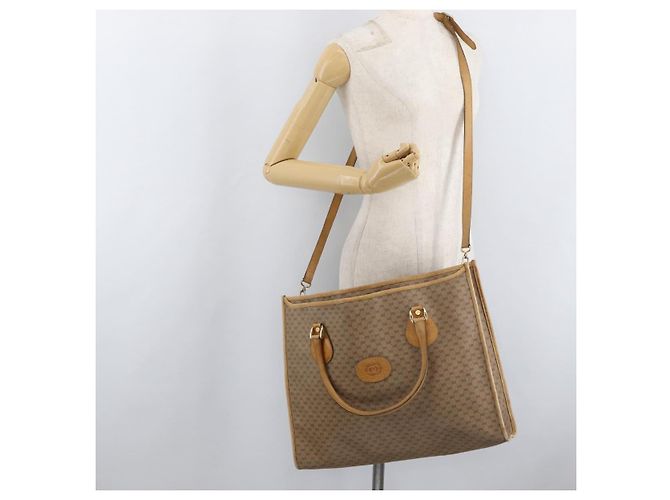 Borsa Tote GUCCI Micro GG Supreme PVC 2way Beige Oro 002 904 0556 Auth 180147 D'oro - vista 23
