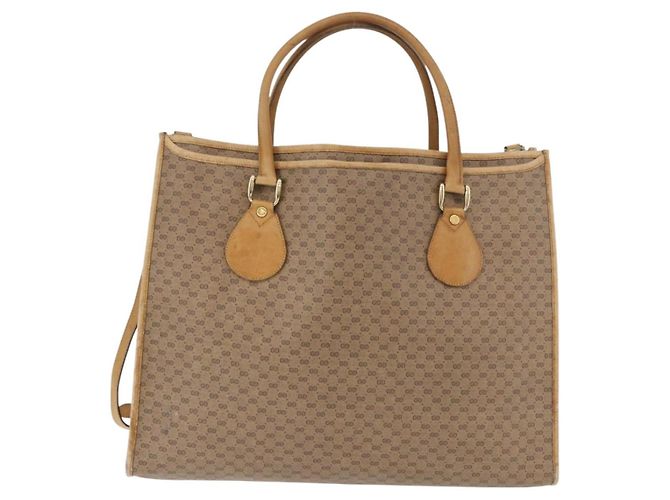 Borsa Tote GUCCI Micro GG Supreme PVC 2way Beige Oro 002 904 0556 Auth 180147 D'oro - vista 3