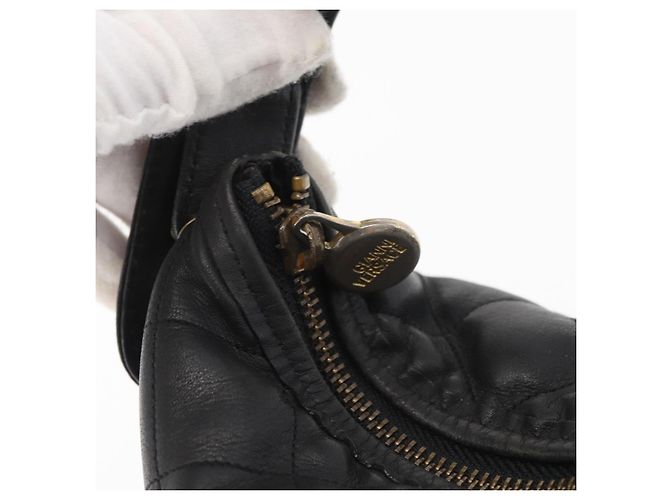 Borsa a mano Gianni Versace in pelle nera e oro Auth BA13163 Nero D'oro - vista 10