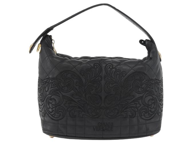 Borsa a mano Gianni Versace in pelle nera e oro Auth BA13163 Nero D'oro - vista 13