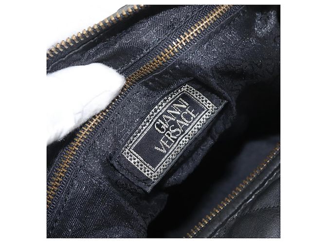 Borsa a mano Gianni Versace in pelle nera e oro Auth BA13163 Nero D'oro - vista 18