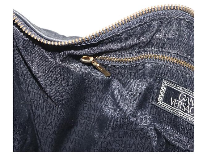 Borsa a mano Gianni Versace in pelle nera e oro Auth BA13163 Nero D'oro - vista 21