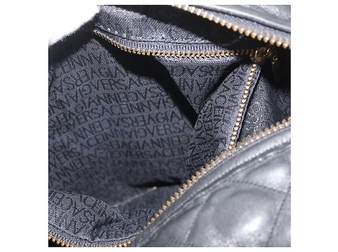 Borsa a mano Gianni Versace in pelle nera e oro Auth BA13163 Nero D'oro - vista 22