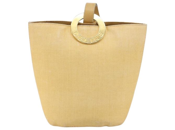 Céline Borsa a tracolla CELINE Circle Canvas Yellow Gold Auth 181797A D'oro Giallo - vista 13