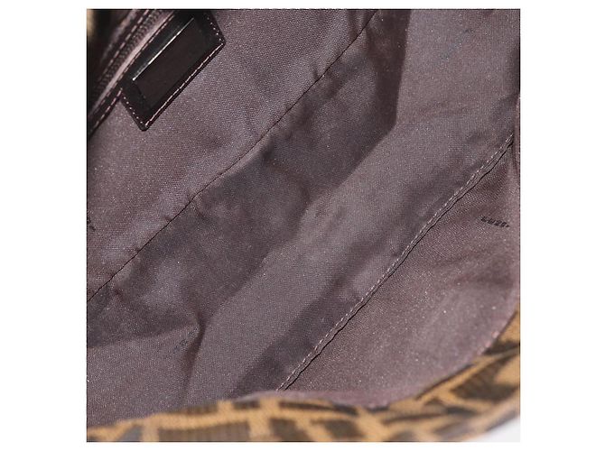 FENDI Zucca Canvas Mamma Baguette Shoulder Bag Black Brown Auth 182801V Marrone Nero - vista 10